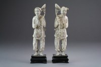 Lot 493 - A pair of ivory figures of a fisherman and his...