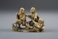 Lot 509 - A Japanese ivory netsuke of fishermen, Meiji...