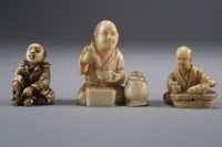 Lot 510 - Three Japanese ivory netsuke, Meiji period,...