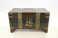 Lot 545 - A Chinese brass bound and inlaid hardwood...