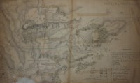 Lot 592 - Battle of Waterloo glazed watercolour map,...