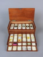 Lot 635 - A Victorian mahogany microscope slide box...