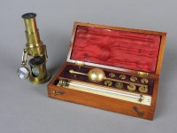 Lot 639 - A lacquered brass drum microscope, first half...