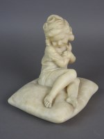 Lot 652 - An Italian alabaster figure of a young girl on...