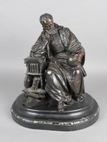 Lot 676 - A French bronze figure of Galileo, 19th...