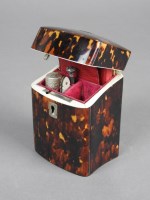 Lot 702 - A lady's tortoiseshell cased sewing kit, 19th...