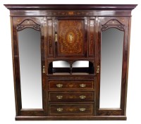 Lot 742 - An Edwardian mahogany and inlaid bedroom suite...