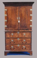 Lot 750 - An early 18th century and later walnut feather...