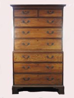 Lot 757 - A George III mahogany chest on chest, late...