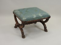 Lot 824 - A Victorian walnut x-framed stool, mid 19th...