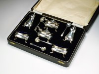 Lot 10 - A cased set of six silver cruets, Henry...