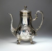 Lot 34 - A late 19th century French silver coffee pot,...