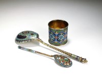 Lot 68 - A Russian silver gilt and cloisonne enamel...