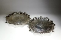 Lot 102 - A pair of George II silver salvers, Dorothy...