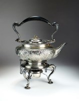 Lot 117 - An Edwardian silver spirit kettle and stand,...