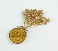 Lot 141 - A 1913 sovereign within pendant mount,...