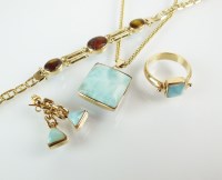 Lot 187 - A suite of Larimar and amber jewellery,...