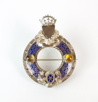 Lot 211 - A Scottish silver, enamel and stone set cloak...