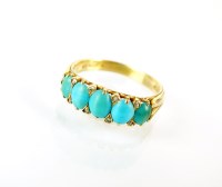 Lot 249 - A five stone turquoise ring, the graduated...