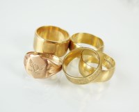 Lot 251 - Three 9ct gold plain polished bands, together...