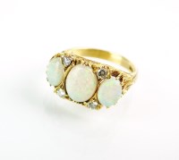 Lot 283 - A Victorian style seven stone opal and diamond...