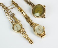 Lot 315 - Three Lady's 9ct gold bracelet wristwatches,...