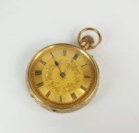 Lot 337 - A Lady's 9ct gold open face fob watch,...