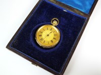 Lot 350 - A Lady's continental decorative fob watch,...