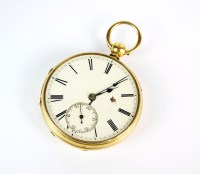 Lot 351 - A mid 19th century 18ct gold open face pocket...