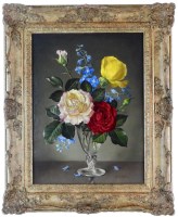 Lot 391 - James Noble (1919-1989) Still life of roses...