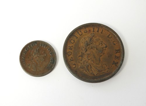 Lot 561 - A George III Irish penny, dated 1805 and a...