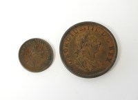 Lot 561 - A George III Irish penny, dated 1805 and a...