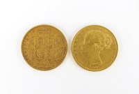 Lot 612 - Two Victoria young head shield back sovereigns,...