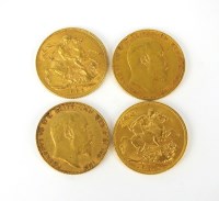 Lot 622 - Four Edward VII sovereigns, dated 1903, 1904,...