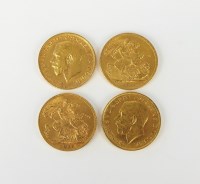 Lot 625 - Four George V sovereigns, dated 1911, 1912 x 2...