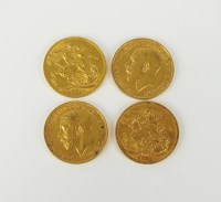 Lot 626 - Four George V sovereigns, dated 1911, 1912,...