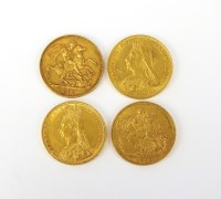 Lot 632 - Four Victoria sovereigns, comprising; Jubilee...