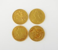 Lot 658 - Four Victoria old head sovereigns, dated 1894...