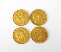 Lot 660 - Four Edward VII sovereigns, dated 1903, 1905 x...