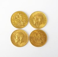 Lot 666 - Four George V sovereigns, dated 1913, one...