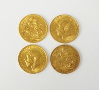 Lot 667 - Four George V sovereigns, dated 1913 and 1914...