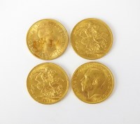 Lot 668 - Three George V sovereigns, dated 1915,...