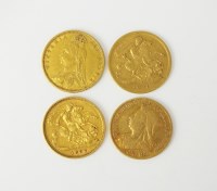 Lot 669 - Four Victoria half sovereigns, dated 1892,...