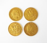 Lot 671 - Four Edward VII half sovereigns, dated 1904,...