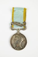 Lot 693 - Crimea 1854 medal, with one clasp 'Sebastapol',...