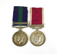 Lot 708 - A George VI medal pair, comprising; general...