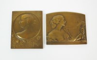 Lot 738 - Belgium, bronze rectangular plaque; 'Clotilde...