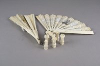 Lot 126 - A set of seven turned ivory columns with...