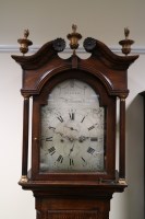 Lot 152 - A George III oak and chequer strung longcase...