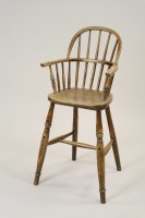 Lot 254 - A child's ash wood high chair, 19th century,...